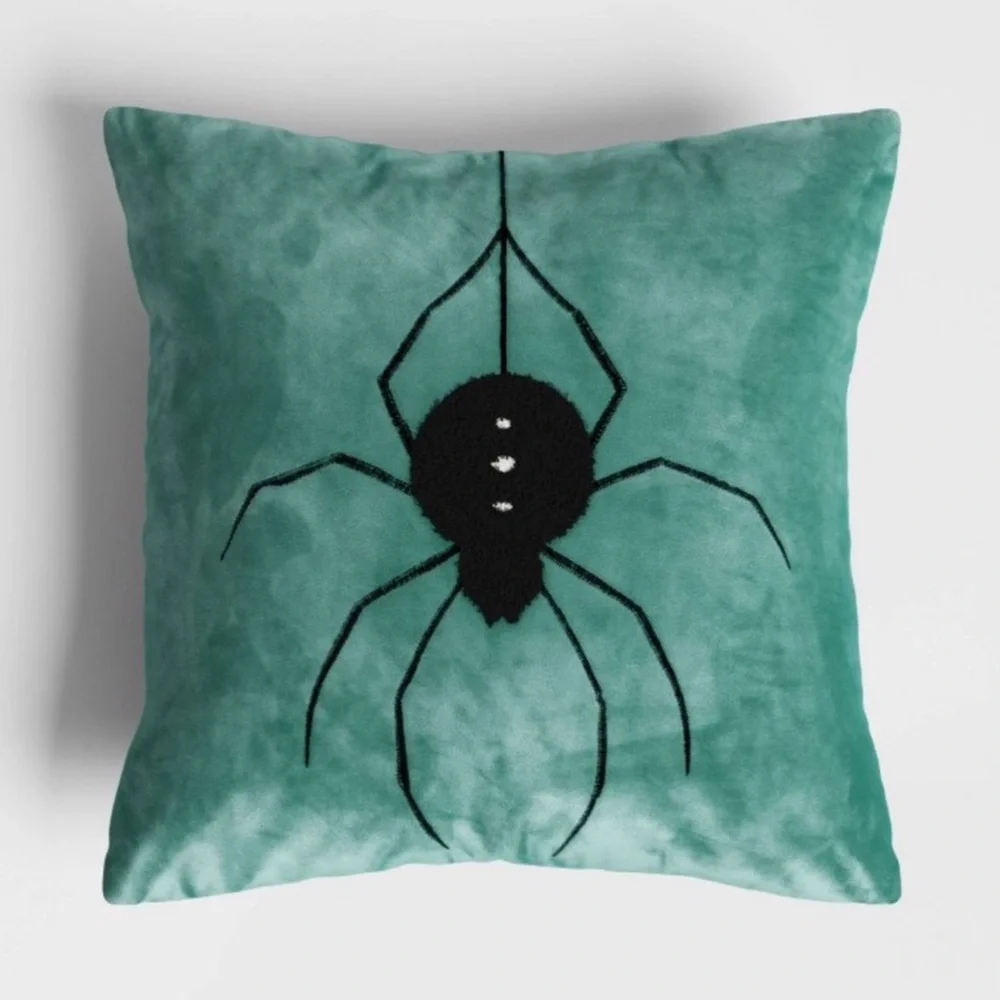 Hyde & EEK! Spider Velvet Halloween Throw Pillow